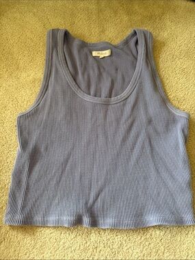 ✏️5/$25 Madewell Washed Slate Blue Ribbed Tank Top
